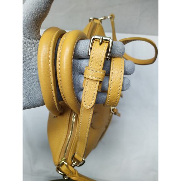 Dooney & Bourke Dillen Yellow Pebbled Leather Double Pocket Satchel Shoulder Bag - Picture 6 of 16